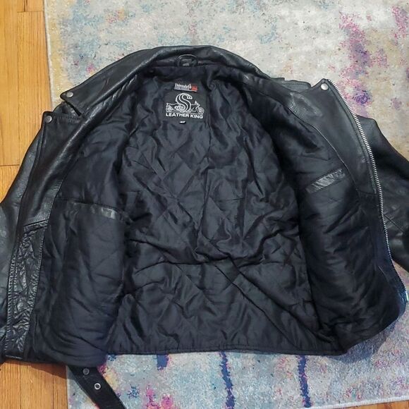 Vintage Leather King Motorcycle Jacket in Black Size M or 6/8 - Picture 10 of 16